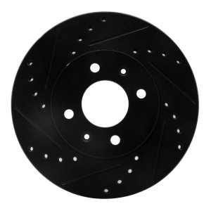Dodge Attitude Brake Rotor (1) - Front Left - R1 Concepts - Drilled & Slotted - Black - `12-`25